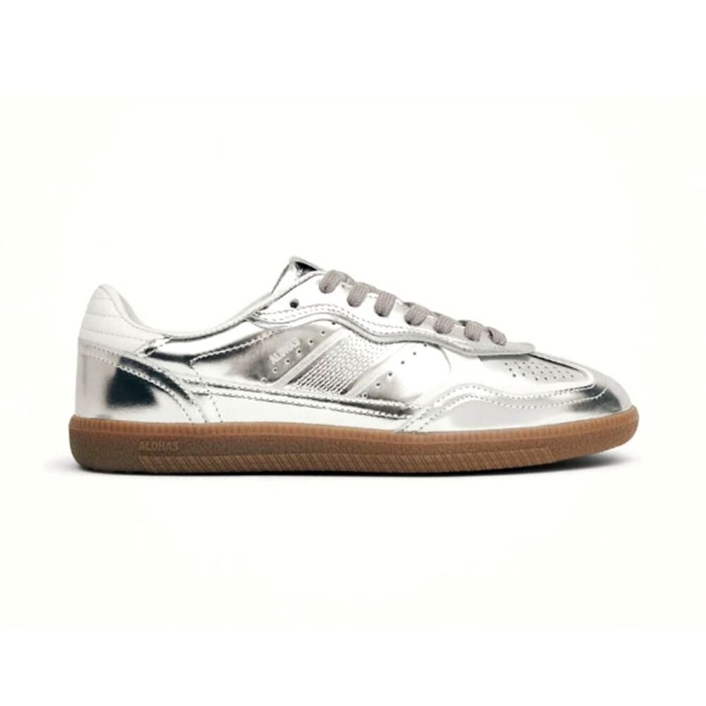 Alohas Tb.490 Rife Shimmer Leather Sneakers Silver Cream Size 9